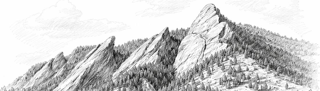 Pencil drawing of the Flatirons above Boulder